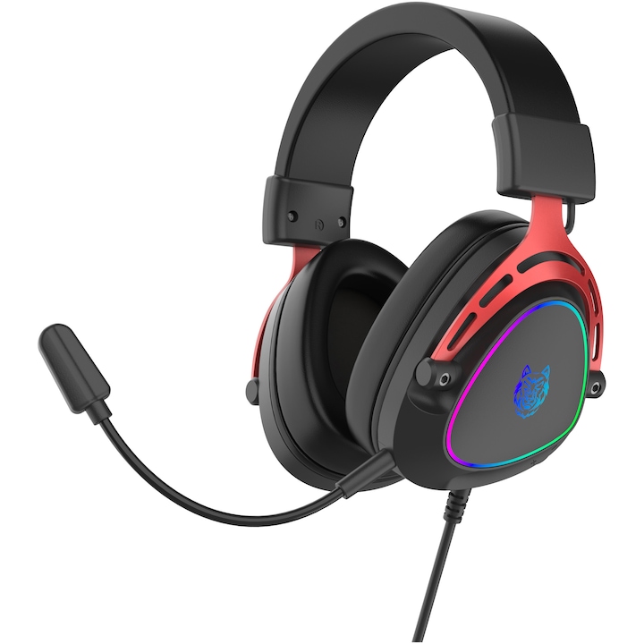 Căști gaming cu microfon A+, USB, cablu 1.9m, black