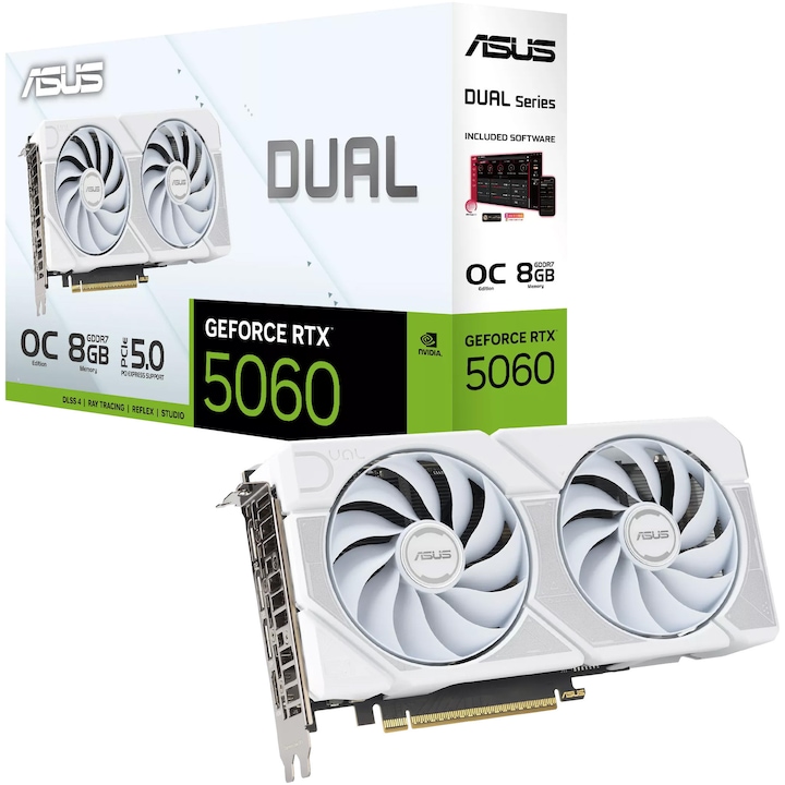 Placa video ASUS Dual GeForce RTX™ 5060 White OC Edition