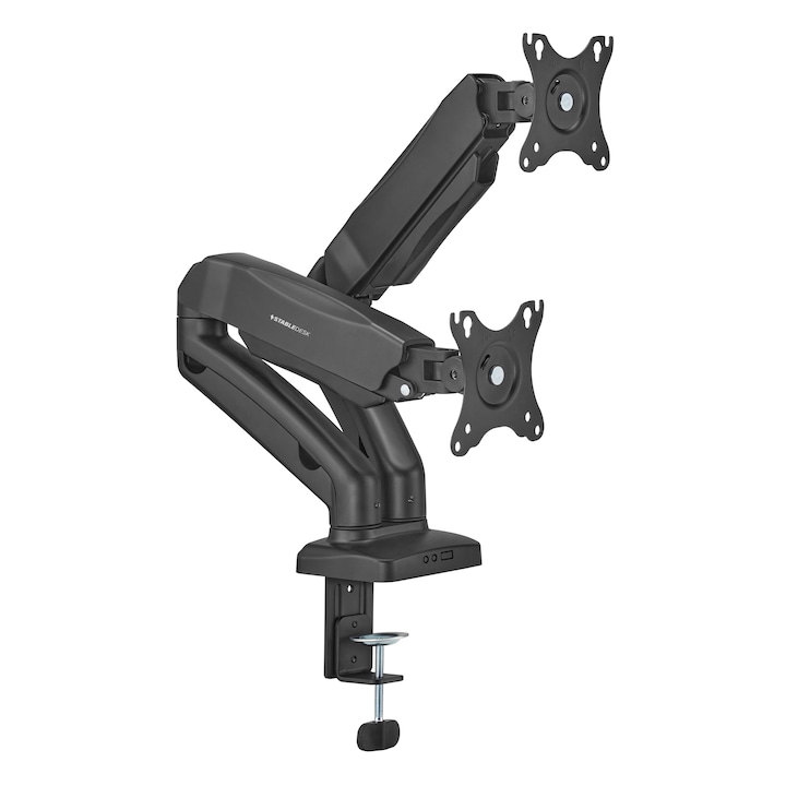 Suport 2 monitoare 17-32 inch, Brat dublu Reglabil Asistat StableDesk, Pana la 9 kg