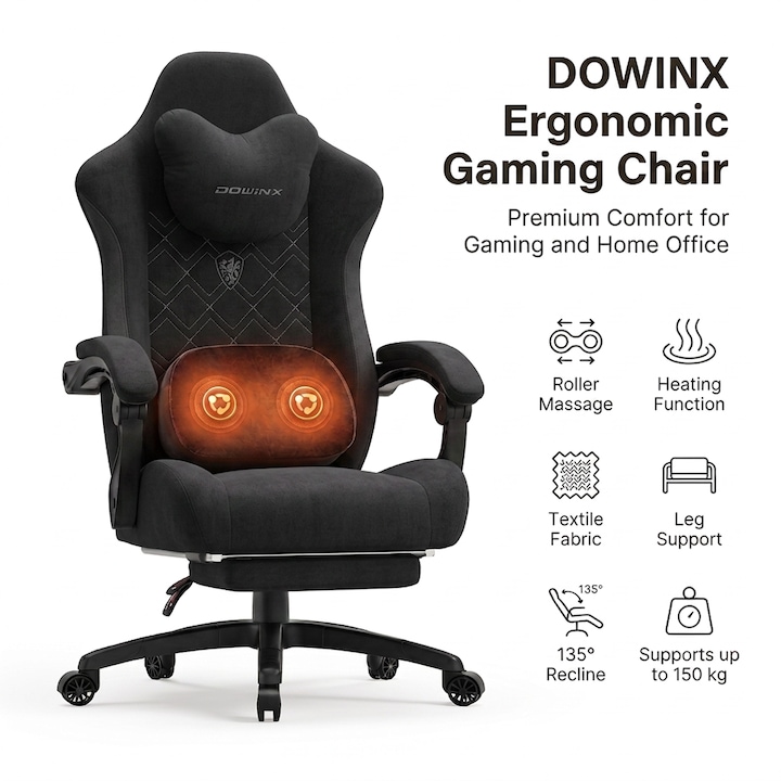 Scaun Gaming Premium DOWINX cu încălzire și masaj